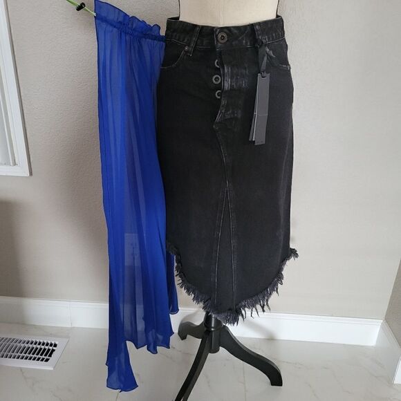 Unravel Project Ben Taverniti Denim Scarf Jeans Skirt 26 S NEW - Picture 9 of 15